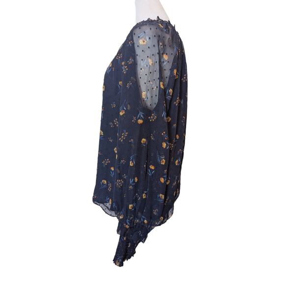 Draper James Blue Floral Chiffon Keyhole Blouse Large - Picture 4 of 5